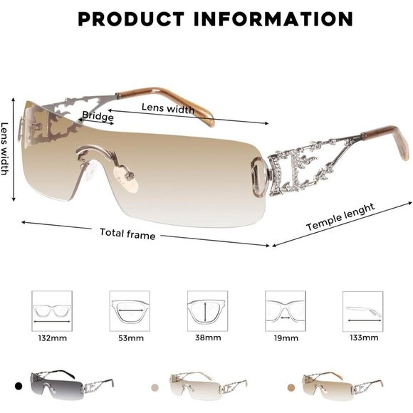Y2K Rhinestone Flame Sunglasses Women Bling Glitter Retro Fashion UV100 main image 7